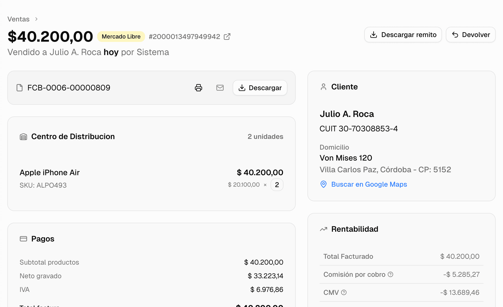 Sincronización con Mercado Libre
